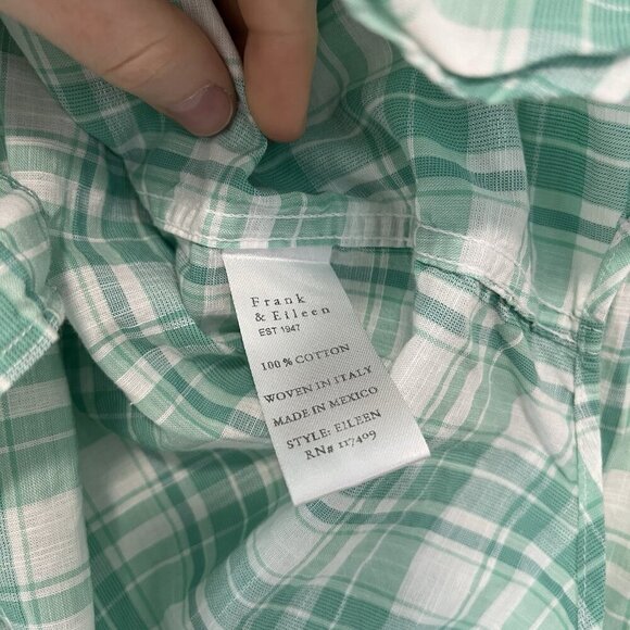 Frank & Eileen Eileen Plaid Cotton Button-up Shirt In Mint Plaid Size Small - Picture 4 of 7